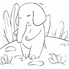 Obraz premium A children coloring bookpage an elephant
