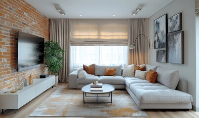Modern Brick Living Room Design