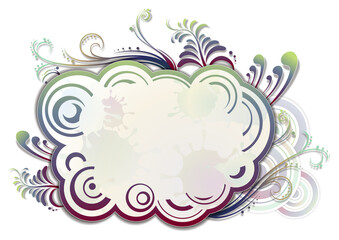 Horizontal Abstract Floral Cloud Frame with Swirls