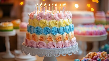 colorful birthday cake birthday cake and candles birthday cupcake with candles Birthday Cake Fantasy --