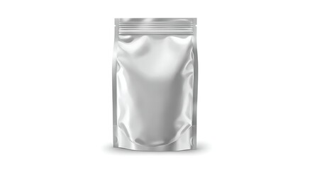 Blank foil pouch bag mockup isolated on white background