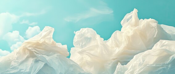 Fototapeta premium Plastic Clouds Against a Light Blue Sky