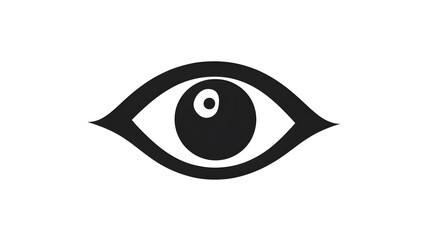 Digital illustration of a stylized eye with a dark iris and white sclera, enclosed by a simple outline.