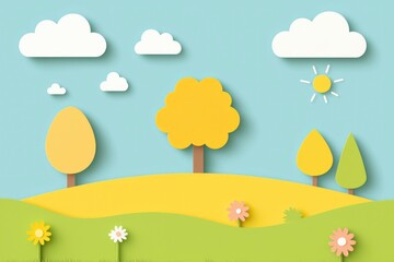 Colorful paper cut landscape