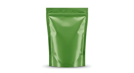 Green stand up pouch mockup isolated on white background