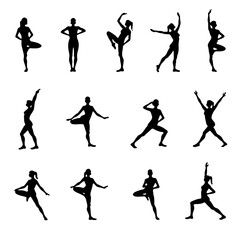 set of silhouettes of women