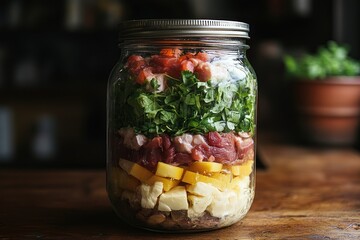 Layered salad in a mason jar (1)