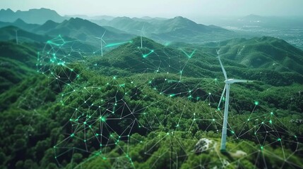 The future of green energy  harnessing wind power with innovative windmills and air current diagrams