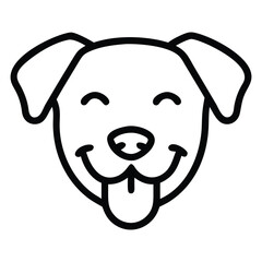 Outline of a happy dog face with its tongue hanging out on display
