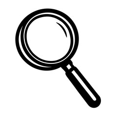 Black Silhouette Magnifying Glass. Graphic Element Vector Icon Representing Search, Zoom, or Investigation.