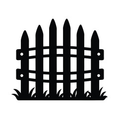 Simple Black and White Picket Fence Illustration Perfect for Garden, Farm, or Rustic Designs