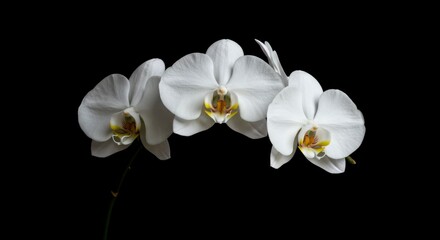 Elegant white orchids on black background