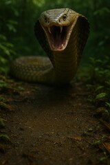 Fototapeta premium King Cobra in Attack Pose 