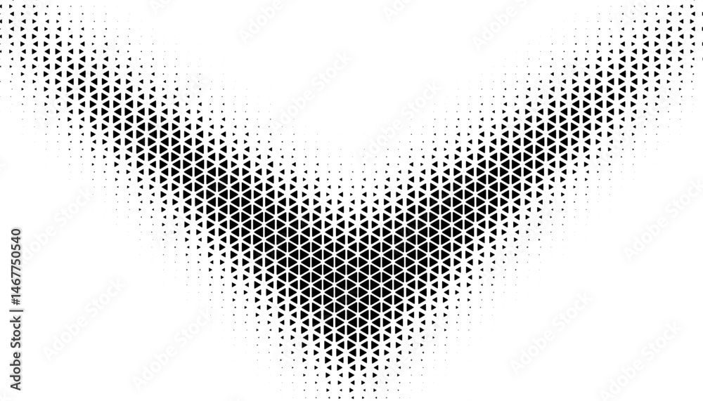 Poster black and white abstract geometric halftone pattern with sharp arrows shape transition effect. for s