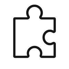 Obraz premium Black Outline Single Puzzle Piece. Graphic Element Vector Icon Symbolizing Connection, Solution, Game, or Missing Part.