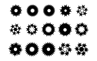 Intricate Gear Silhouettes: A collection of intricate gear silhouettes, rendered in bold black against a clean backdrop, showcasing their diverse designs and symbolic representation. 