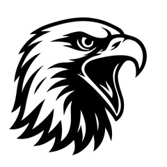 Black Silhouette Eagle Head. Animal Graphic Element Vector Icon Symbolizing Strength, Freedom, or Bird of Prey.
