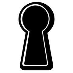 Black Silhouette Keyhole. Graphic Element Vector Icon Symbolizing Security, Access, Privacy, or Restriction.