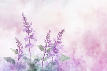 Obraz premium Delicate purple flowers in a soft watercolor style.