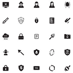 Hacker and cybersecurity icon set