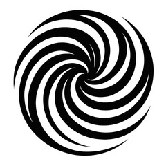 Black and White Swirling Spiral. Graphic Element Vector Representing Motion, Hypnosis, Optical Illusion, or Abstract Design.