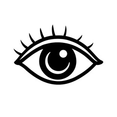 Black Outline Stylized Human Eye. Graphic Element Vector Icon Symbolizing Vision, Sight, Look, Watch, or Security.