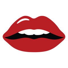 Obraz premium shows isolated red lips with teeth and black space between