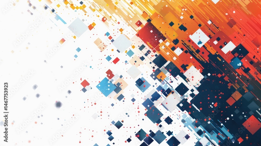 Poster abstract picture vibrant particle in geometric shape represent data flow. vivid flowing object with 