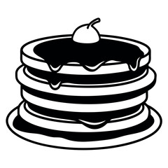 Simple black and white illustration of a stack of pancakes.