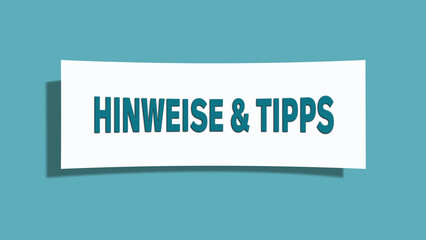 Hinweise & Tipps (Hints & Tips) - A card isolated on light green background.