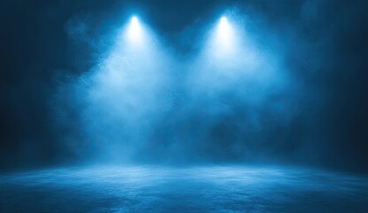 Empty stage lit by two spotlights