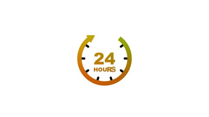Clock 24 hours icon, isolated on transparent background with alpha channel Clock.24 hour service working delivery concept payment online banking, shopping, transection online service. Timer time 