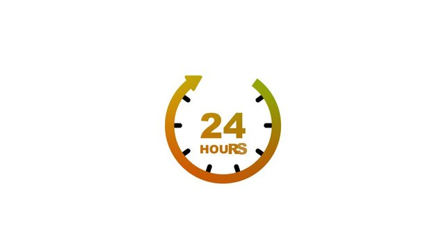 Clock 24 hours icon, isolated on transparent background with alpha channel Clock.24 hour service working delivery concept payment online banking, shopping, transection online service. Timer time 