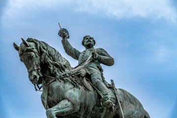 Close-up of Equestrian statue of General Prim in Reus