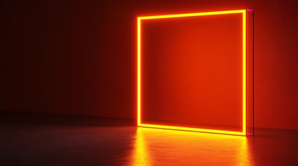 Neon square frame on dark background (2)