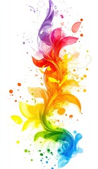 Rainbow Floral Burst: A Vibrant Watercolor Design