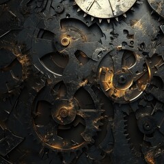 Detailed close-up of intricate gears and clockwork mechanisms