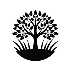 Fototapeta premium Elegant Black and White Tree Illustration Nature Symbolism in Simple Design