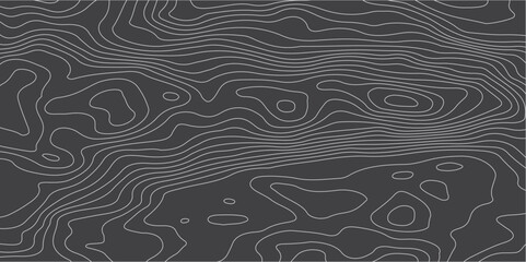 The grey white on black contours vector topography stylized height of the lines. The concept of a conditional geography scheme and the terrain path. Map vector terrain Illustration.
