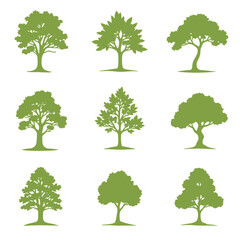 Fototapeta premium Set Tree set silhouette vector on white background
