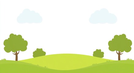 Obraz premium Serene Green Hillscape: Simple Landscape Illustration