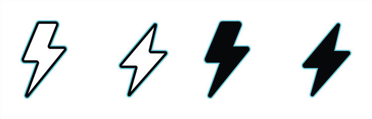 lightning icon set. electricity icon. power icon. energy sign. vector illustration