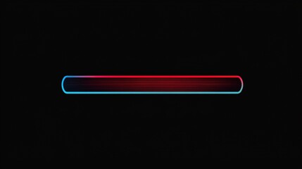 Obraz premium Neon red-blue gradient horizontal bar on black background.