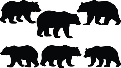 Fototapeta premium Bear Silhouette in Wood Carving Vector Style