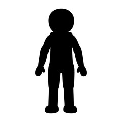 Full body silhouette of a simple cartoon character standing straight on