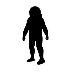 Silhouette of a child dressed in a spacesuit, perhaps for Halloween