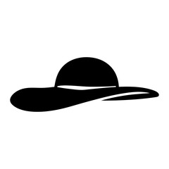 Elegant black sun hat with a wide brim on a white background