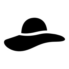 Elegant black sun hat illustration with a wide brim for sun protection