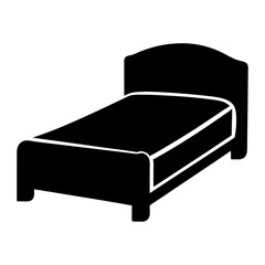 Black solid bed silhouette illustration on a white background