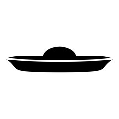 Simple black silhouette of an abstract stylized hat or flying saucer